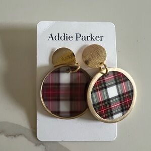 Gold and Red Plaid Earrings